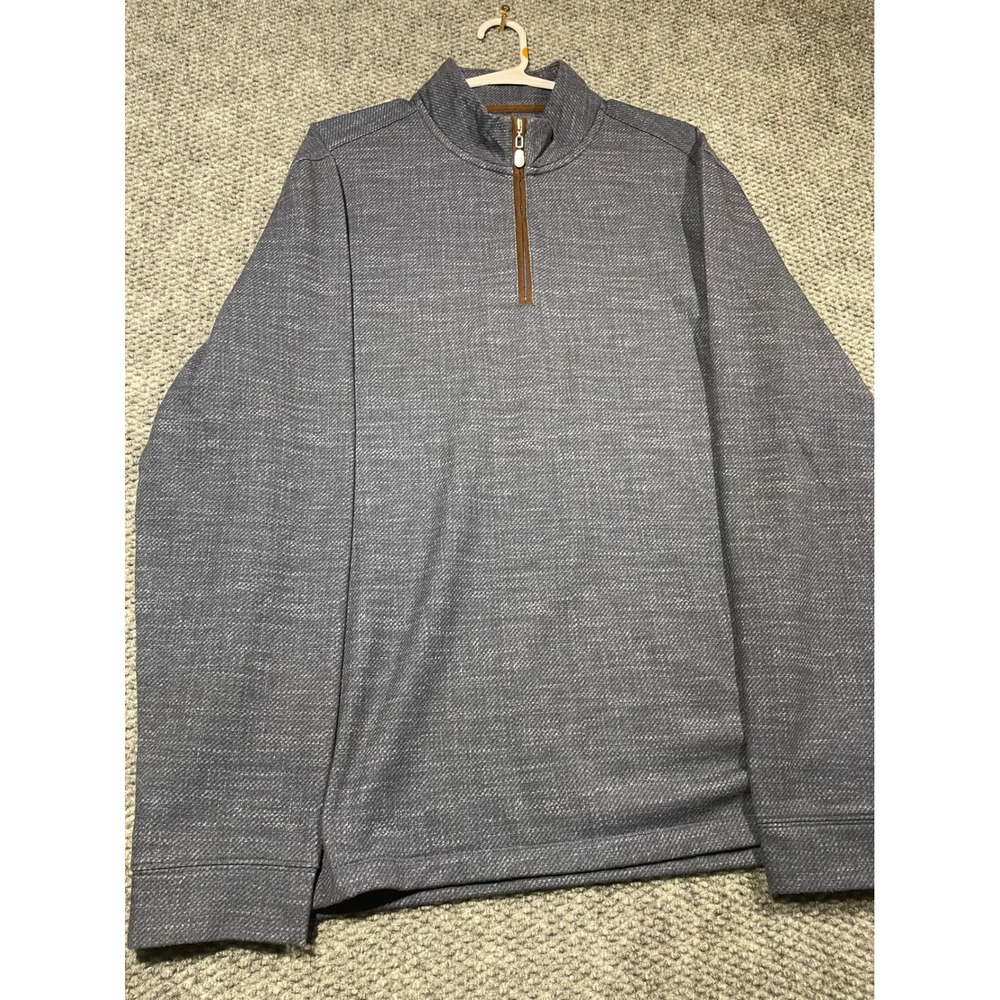 Johnnie-O Top Shelf Mens Large Blue Textured Quarter Zip Pullover Sweater Mock